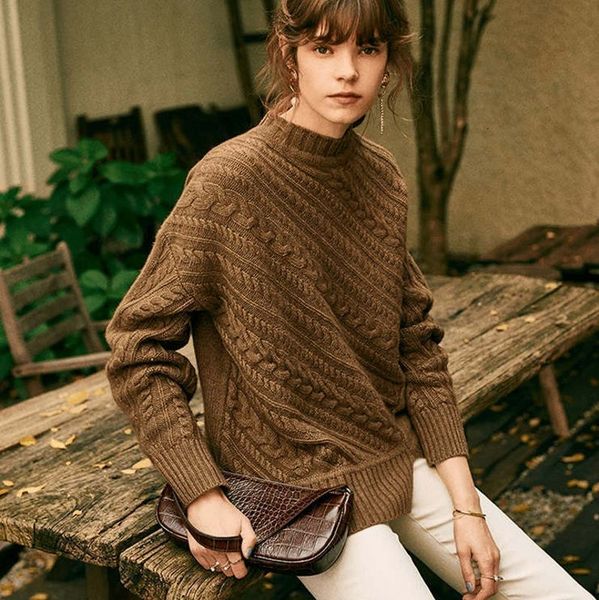 woollen sweater knitted sweater with medium-high neck braid loosening lazy air wool boots, Black
woollen sweater knitted sweater with medium-high neck braid loosening lazy air wool boots, Black