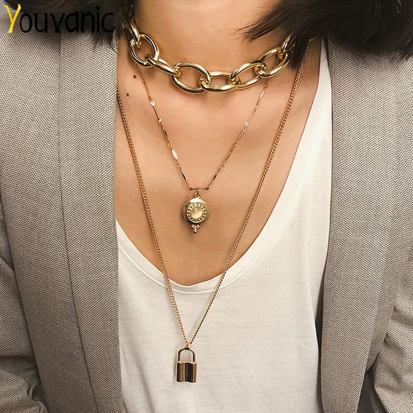 youvanic gold layered punk lock crystal roud pendant necklace women hip hop thick chain choker statement necklace jewelry 2284, Silver
youvanic gold layered punk lock crystal roud pendant necklace women hip hop thick chain choker statement necklace jewelry 2284, Silver