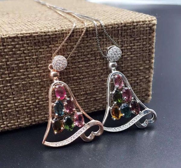 natural multicolor tourmaline pendant s925 silver natural gemstone pendant necklace trendy elegant bell women party fine jewelry
natural multicolor tourmaline pendant s925 silver natural gemstone pendant necklace trendy elegant bell women party fine jewelry