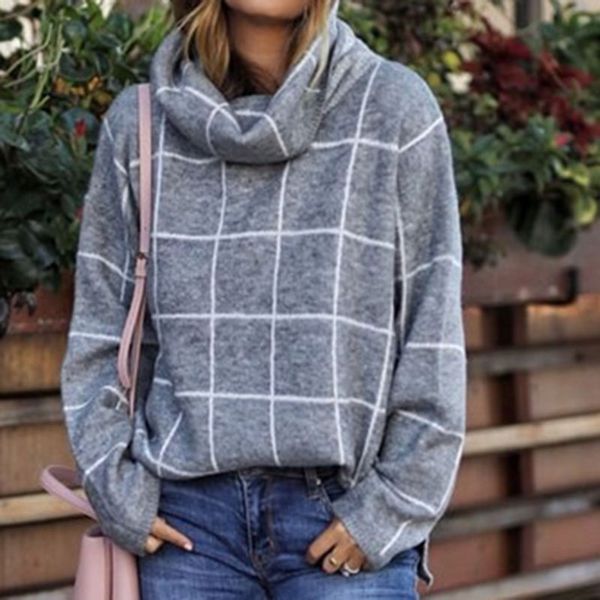 2019 winter new women's pullovers sweater fashion plaid turtleneck loose knit full sleeve korean casual, White;black
2019 winter new women's pullovers sweater fashion plaid turtleneck loose knit full sleeve korean casual, White;black