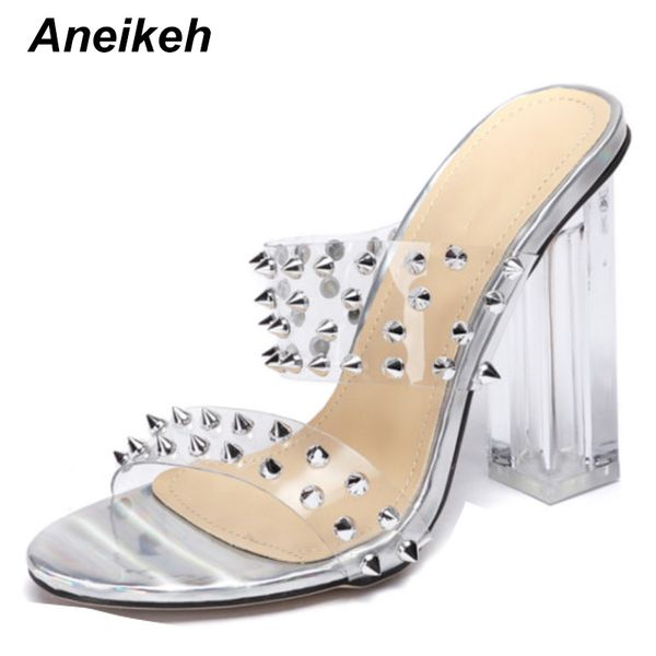 aneikeh high-quality rivet flip flops shoes woman heeled slippers pvc peep-toe slip-on thin high heels lady fashion party pumps, Black
aneikeh high-quality rivet flip flops shoes woman heeled slippers pvc peep-toe slip-on thin high heels lady fashion party pumps, Black