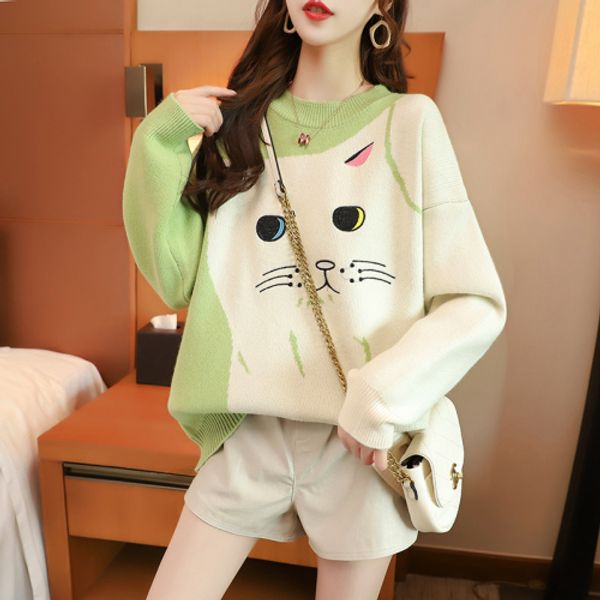 3 color knit sweet cute pullover wild winter new harajuku women sweater loose kawaii cat sweater female jumper, White;black
3 color knit sweet cute pullover wild winter new harajuku women sweater loose kawaii cat sweater female jumper, White;black