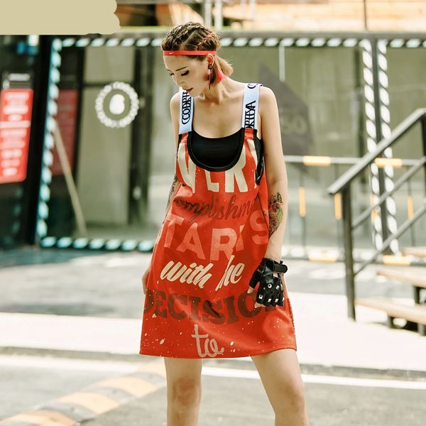 hip hop summer woman letter printed camisole skirt sleeveless loose camisole skirt above knee 2019 d50, White
hip hop summer woman letter printed camisole skirt sleeveless loose camisole skirt above knee 2019 d50, White