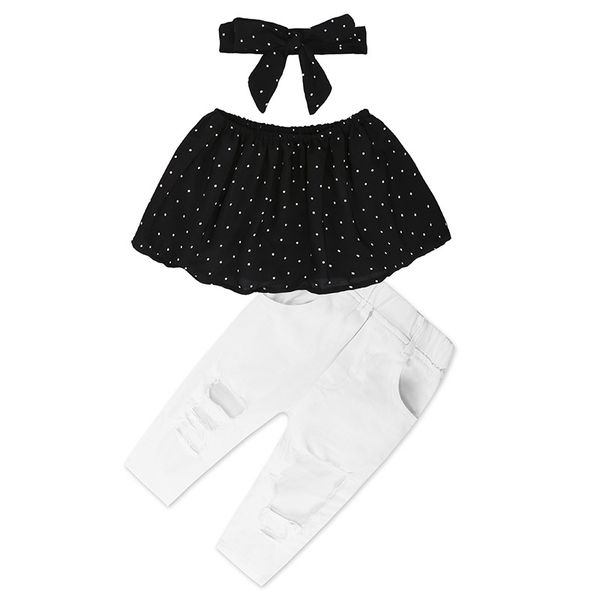 toddler kids baby girl clothes set summer sleeveless polka dot denim hole pants jeans headband clothing cute outfit 3pcs, White
toddler kids baby girl clothes set summer sleeveless polka dot denim hole pants jeans headband clothing cute outfit 3pcs, White