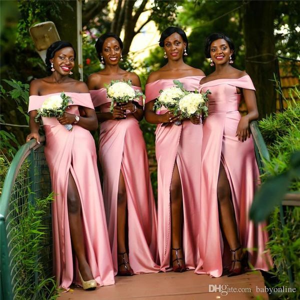 african nigeiran pink split bridesmaid dresses a line off shoulder maid of honor gowns wedding guest dress robes de demoiselle d'honneu, White;pink
african nigeiran pink split bridesmaid dresses a line off shoulder maid of honor gowns wedding guest dress robes de demoiselle d'honneu, White;pink