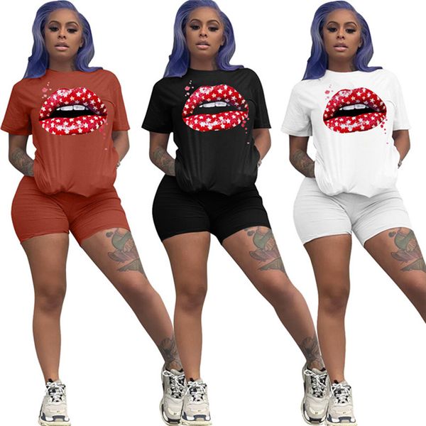 women lip print sweatsuit casual sportswear sports 2 piece set short sleeve t shirt+mini shorts fashion summer clothes slim jogger suit 3050, White
women lip print sweatsuit casual sportswear sports 2 piece set short sleeve t shirt+mini shorts fashion summer clothes slim jogger suit 3050, White
