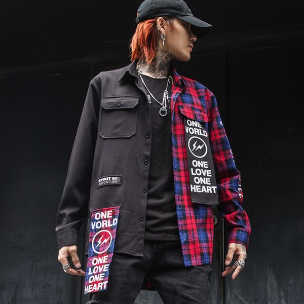 new spring and summer male long fund printing long sleeve lattice shirt fashion color matching hip hop men shirt, White;black
new spring and summer male long fund printing long sleeve lattice shirt fashion color matching hip hop men shirt, White;black