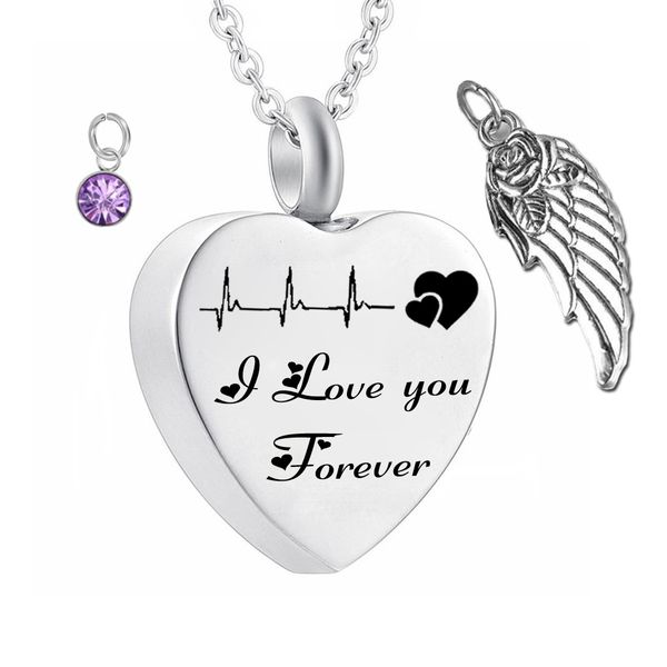 i love forever birthstone memorial necklace for ashes cremation necklace electrocardiogram stainless steel memorial wing pendant jewelry, Silver
i love forever birthstone memorial necklace for ashes cremation necklace electrocardiogram stainless steel memorial wing pendant jewelry, Silver