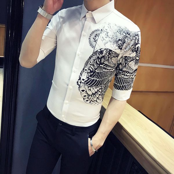 2020 baroque print shirt men half sleeve casual slim shirts men dress streetwear social nightclub male clothing camisa masculina, White;black
2020 baroque print shirt men half sleeve casual slim shirts men dress streetwear social nightclub male clothing camisa masculina, White;black
