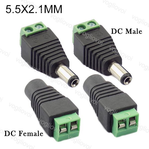 Dc Connector 5.5mm X 2.1mm Male And Female Led Adapter For Led Strip Lamp Lights Cctv Camera Video Eub