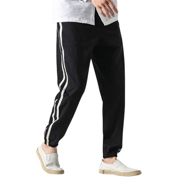 men's sweatpants sportswear sports pants jogging running men pants fashion stripe flax retro large individualized trousers #2l29, Black;blue
men's sweatpants sportswear sports pants jogging running men pants fashion stripe flax retro large individualized trousers #2l29, Black;blue