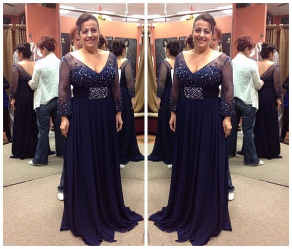 dazzling long sleeve deep v neck backless dark navy blue crystal plus size mother of the bride dresses chiffon evening party gowns, Black;red
dazzling long sleeve deep v neck backless dark navy blue crystal plus size mother of the bride dresses chiffon evening party gowns, Black;red