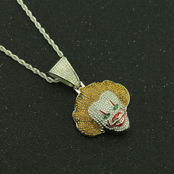 new men hip hop jewelry cosplay classic clown pendant necklaces inlaid cubic zirconia ice out necklaces party gift, Silver
new men hip hop jewelry cosplay classic clown pendant necklaces inlaid cubic zirconia ice out necklaces party gift, Silver