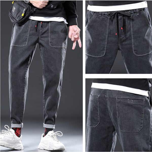 men jeans lace leisure trend slim fit feet harlan pants sports overalls trousers male pants, Blue
men jeans lace leisure trend slim fit feet harlan pants sports overalls trousers male pants, Blue