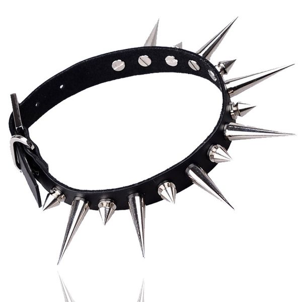 black leather choker necklace punk rock gothic torques fashion leather stud adjustable spike buckle necklace jewelry, Silver
black leather choker necklace punk rock gothic torques fashion leather stud adjustable spike buckle necklace jewelry, Silver
