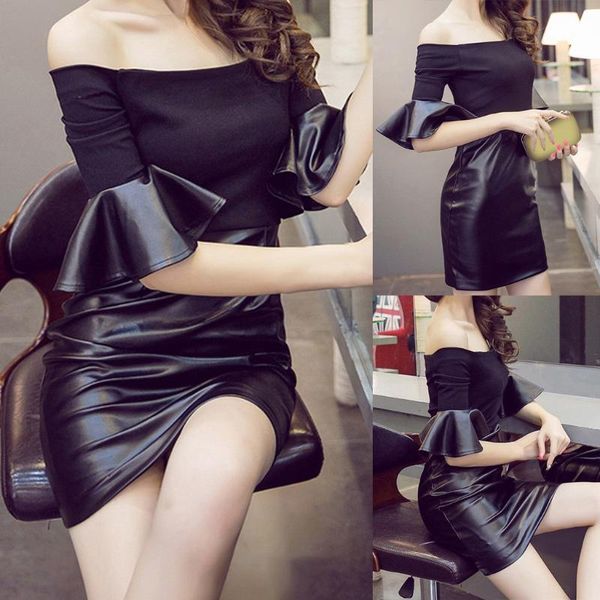 fashion dresses for ladys splice leather dress half flare sleeve slim outfits women clothes formal dress work wear oats, Black;gray
fashion dresses for ladys splice leather dress half flare sleeve slim outfits women clothes formal dress work wear oats, Black;gray