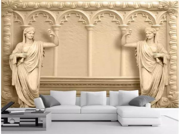luxury villa 3d european tv background wall 3d murals wallpaper for living room