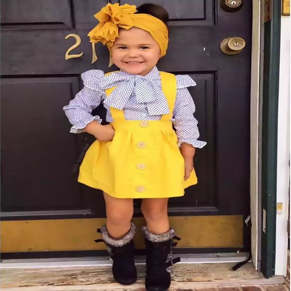 kids baby girls clothes sets fashion dot fly sleeve bow strap dress+headband 3-piece girl clothing children's outfits, White
kids baby girls clothes sets fashion dot fly sleeve bow strap dress+headband 3-piece girl clothing children's outfits, White