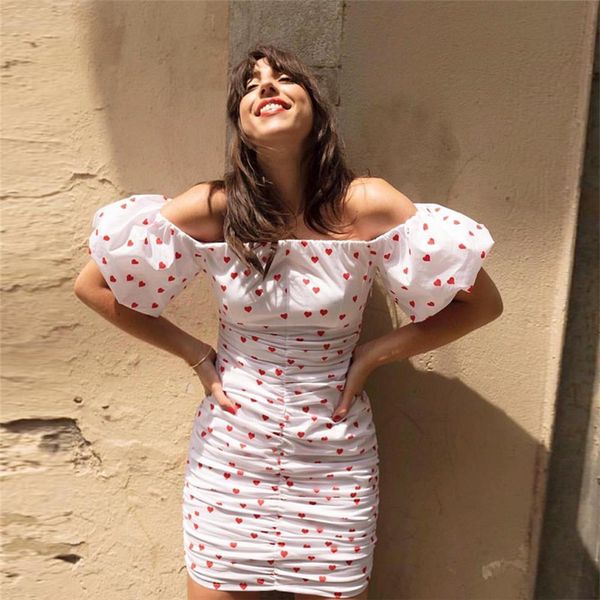 summer women's cotton dress heart printing slash neck half puff sleeve cute pleated packing hip casual dress, White;black
summer women's cotton dress heart printing slash neck half puff sleeve cute pleated packing hip casual dress, White;black