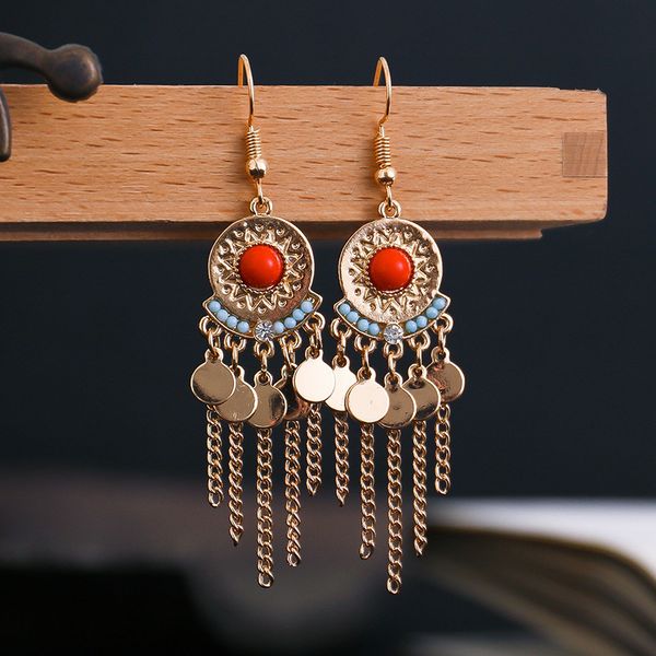 geometric round sequin fringed earrings hanging women vintage ethnic metal chain tassel earrings boho statement earings jewelry, Silver
geometric round sequin fringed earrings hanging women vintage ethnic metal chain tassel earrings boho statement earings jewelry, Silver