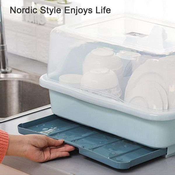 kitchen dish drainer rack plastic tableware storage box holder with lid portable drying rack cutlery storage kitchen organizer kitchen stora 
kitchen dish drainer rack plastic tableware storage box holder with lid portable drying rack cutlery storage kitchen organizer kitchen stora