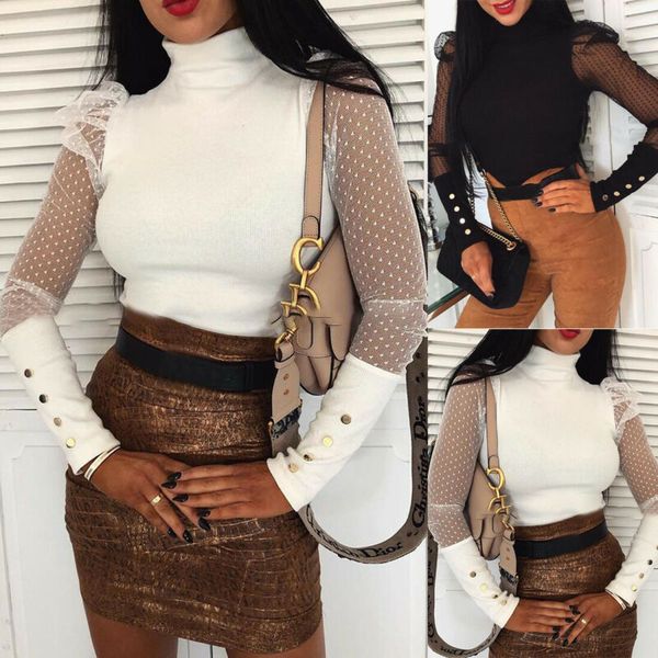 women polka dot mesh sheer button long sleeve yoga high neck blouse sport female pullover slim fit top, White;red
women polka dot mesh sheer button long sleeve yoga high neck blouse sport female pullover slim fit top, White;red