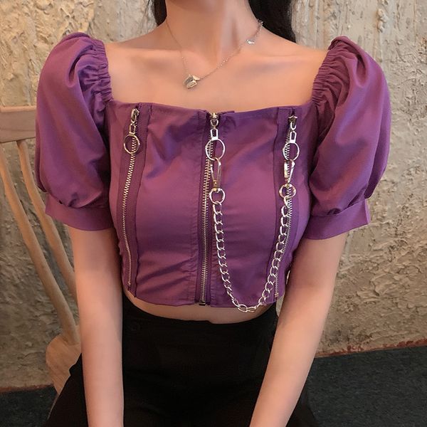 metal chain ring zipper elegant short slim square gothic crop harajuku t shirt streetwear punk hip hop bodycon t-shirts, White
metal chain ring zipper elegant short slim square gothic crop harajuku t shirt streetwear punk hip hop bodycon t-shirts, White