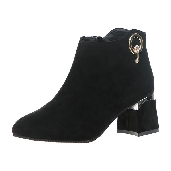 new fashion women suede short booties fall zipper solid metal decoration square heel shoes party boots feminina zapatos de mujer, Black
new fashion women suede short booties fall zipper solid metal decoration square heel shoes party boots feminina zapatos de mujer, Black