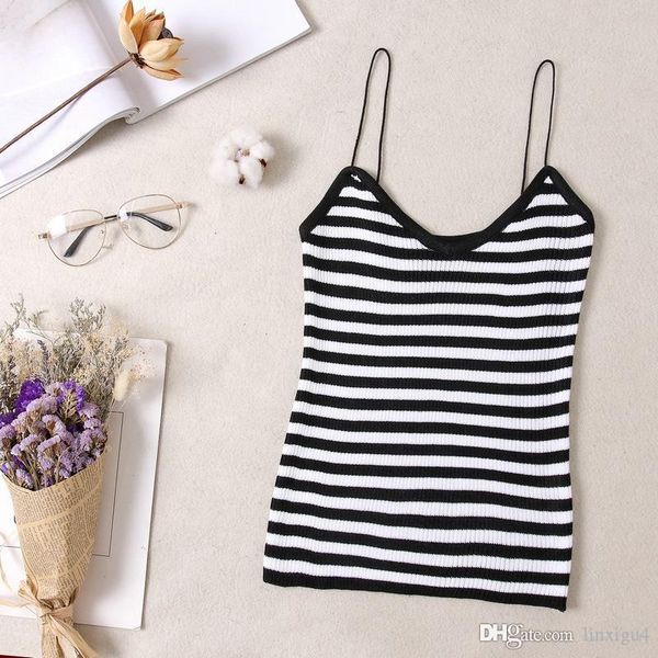 striped sling ladies vest knit bottoming shirt slim solid color ladies tank vertical vest thin slim sling 2019 new gu4 gu4, White
striped sling ladies vest knit bottoming shirt slim solid color ladies tank vertical vest thin slim sling 2019 new gu4 gu4, White
