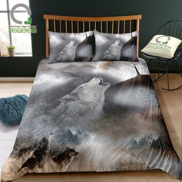bomcom 3d digital printing bedding set black and white wolf howl in wild mountain 3-pieces duvet cover sets 100% microfiber
bomcom 3d digital printing bedding set black and white wolf howl in wild mountain 3-pieces duvet cover sets 100% microfiber