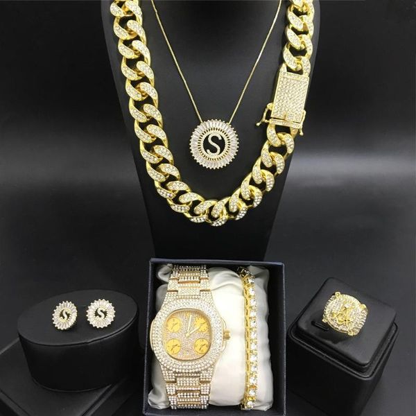 luxury men gold color watch & neckalce & braclete earrings &ring combo out cuban in crystal neckalce chain hip hop for men, Silver
luxury men gold color watch & neckalce & braclete earrings &ring combo out cuban in crystal neckalce chain hip hop for men, Silver