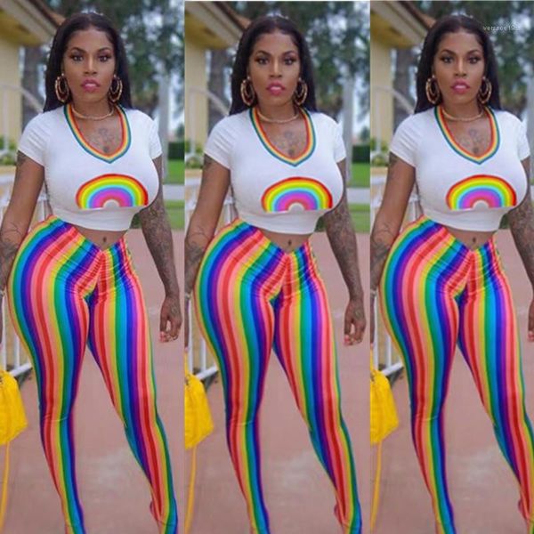 pants fashion rainbow printed short sleeve crop 2pcs v neck skinny two piece sets womens two piece, White
pants fashion rainbow printed short sleeve crop 2pcs v neck skinny two piece sets womens two piece, White