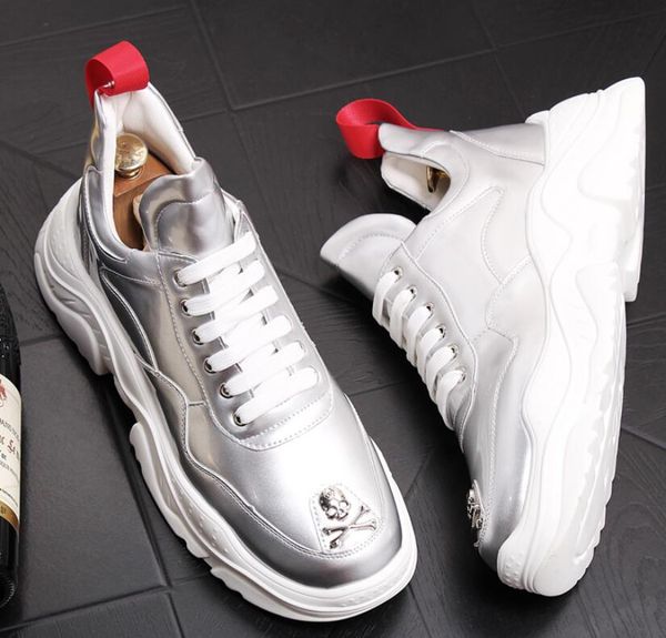 new british men casual comfort shoes silver skull charm platform shoes fashion youth man white trending leisure bm927, Black
new british men casual comfort shoes silver skull charm platform shoes fashion youth man white trending leisure bm927, Black