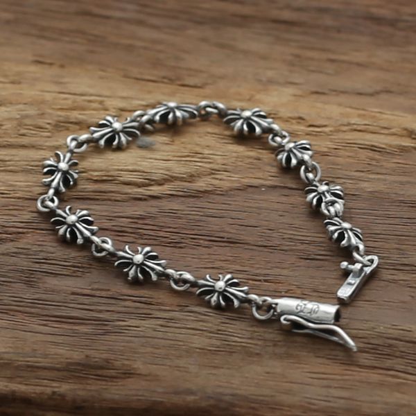 2020 new starfield s925 sterling silver jewelry star with version of silver retro thai classic cross bracelet&bracelet homme, Golden;silver