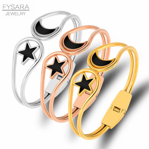 fysara stainless steel crystals moon star bangles bracelets for women fashion rose gold color open cuff bangles classic jewelry, Black
fysara stainless steel crystals moon star bangles bracelets for women fashion rose gold color open cuff bangles classic jewelry, Black
