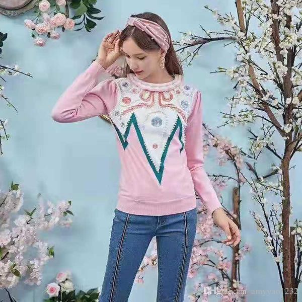 1105 2019 autumn brand same style sweater long sleever crew neck pullover print luxury sweater beads prom fashion qian, White;black
1105 2019 autumn brand same style sweater long sleever crew neck pullover print luxury sweater beads prom fashion qian, White;black