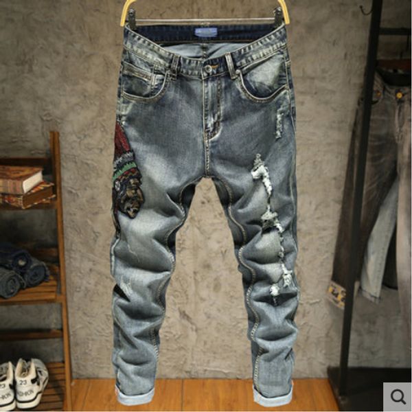 gray embroidery jeans male restoring ancient ways is popular logo embroidered personality long pants, stretch pants of cultivate one's, Blue
gray embroidery jeans male restoring ancient ways is popular logo embroidered personality long pants, stretch pants of cultivate one's, Blue