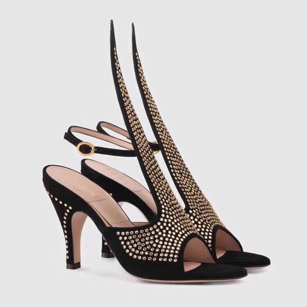 women high heels pumps designer suede sandals with crystals stiletto heel comfortable size 35-40, Black
women high heels pumps designer suede sandals with crystals stiletto heel comfortable size 35-40, Black