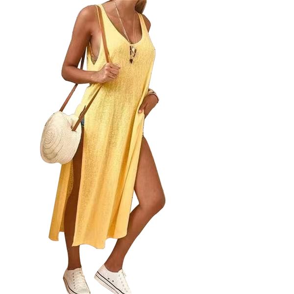 sleeveless attractive long beach holiday solid loose side slit crew neck fashion women dress summer polyester, Black;gray
sleeveless attractive long beach holiday solid loose side slit crew neck fashion women dress summer polyester, Black;gray