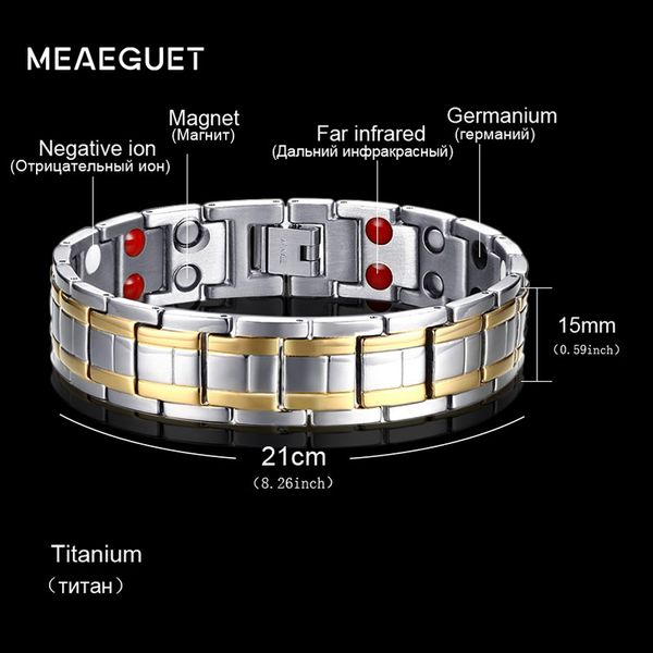 meaeguet pure titanium healthy magnet bracelet for men bio energy germanium therapy bracelets jewelry 15mm wide, Golden;silver
meaeguet pure titanium healthy magnet bracelet for men bio energy germanium therapy bracelets jewelry 15mm wide, Golden;silver