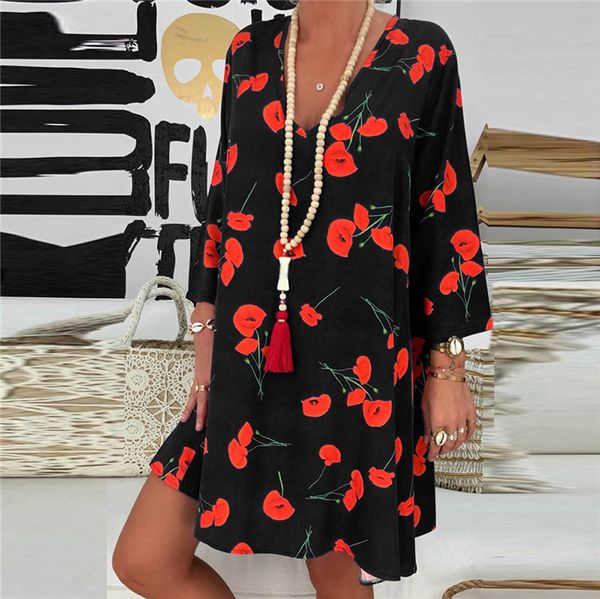 loose floral women's dress plus size three quarter sleeve party mini dresses summer beach dresses vestidos woman clothes, Black;gray
loose floral women's dress plus size three quarter sleeve party mini dresses summer beach dresses vestidos woman clothes, Black;gray