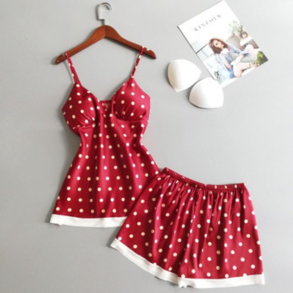 daeyard silk pajamas for women polka dot sleeveless pijamas with shorts ladies' pyjamas lace sleepwear suits home clothes, Black;red
daeyard silk pajamas for women polka dot sleeveless pijamas with shorts ladies' pyjamas lace sleepwear suits home clothes, Black;red