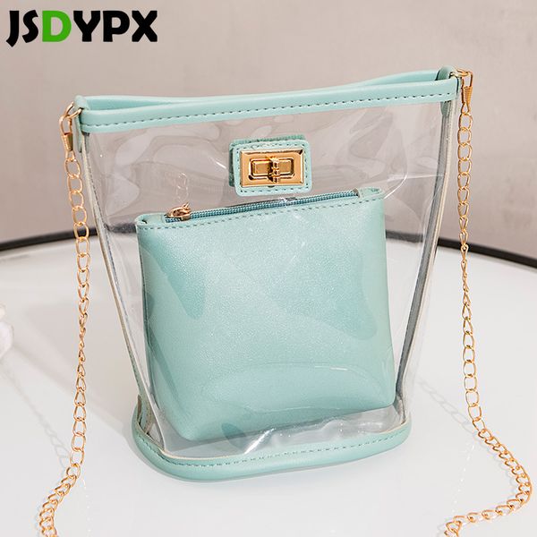 women pvc transparent summer beach bag set clear jelly purse clutch tote pu leather solid chain hasp crossbody messenger bags
women pvc transparent summer beach bag set clear jelly purse clutch tote pu leather solid chain hasp crossbody messenger bags