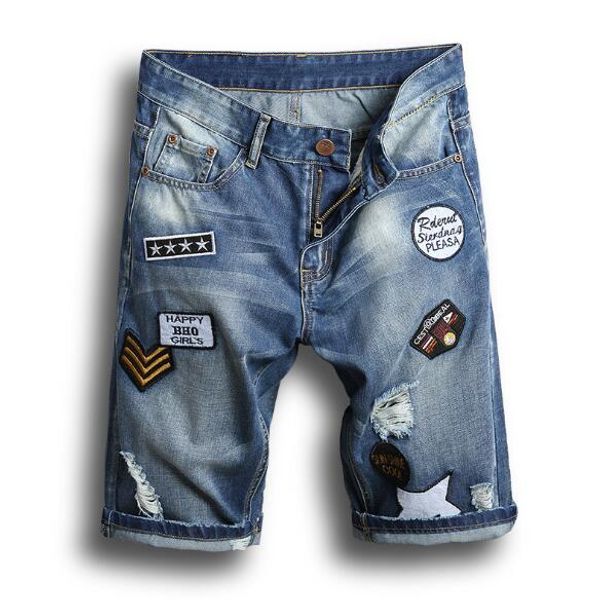 european american fashion streetwear men's jeans short skinny slim straight hole badge jeans broken punk pants hip hop men, Blue
european american fashion streetwear men's jeans short skinny slim straight hole badge jeans broken punk pants hip hop men, Blue