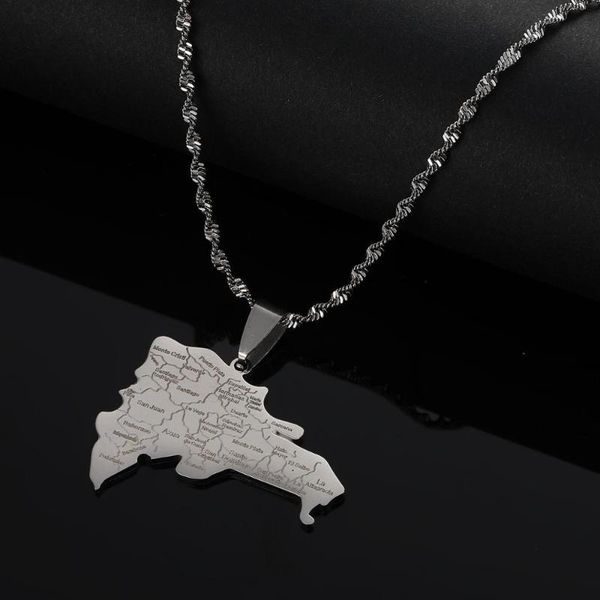 stainless steel trendy dominican map with city name pendant necklaces dominicans map chain jewelry, Silver
stainless steel trendy dominican map with city name pendant necklaces dominicans map chain jewelry, Silver