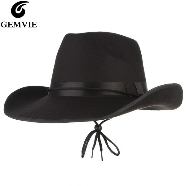 gemvie vintage black felt western cowboy hats for men wide brim sun visor cap autumn winter hat women wind lanyard fedora
gemvie vintage black felt western cowboy hats for men wide brim sun visor cap autumn winter hat women wind lanyard fedora