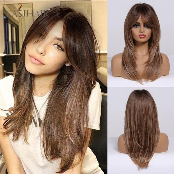 easiahir ombre brown medium long hair wigs with bangs middle part cosplay heat resistant synthetic wigs for women afro american, Black
easiahir ombre brown medium long hair wigs with bangs middle part cosplay heat resistant synthetic wigs for women afro american, Black