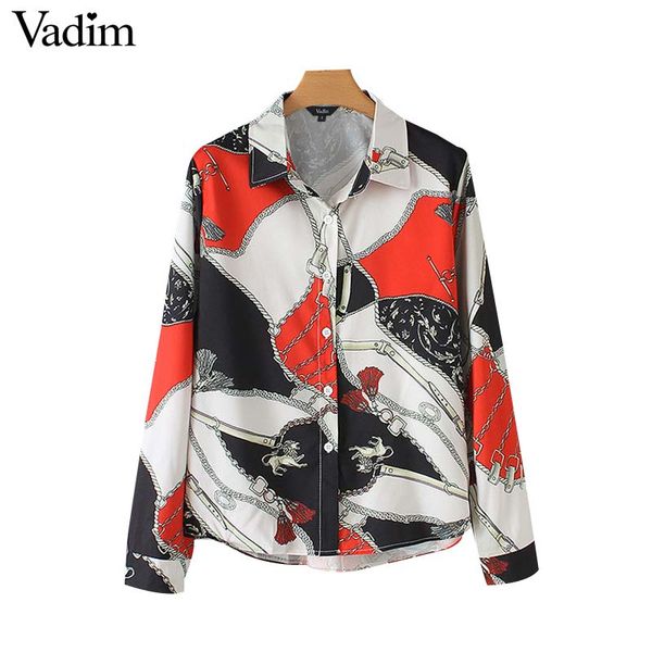 vadim women chic chains print blouse long sleeve turn down collar irregular vintage female casual shirt basic blusas la912, White
vadim women chic chains print blouse long sleeve turn down collar irregular vintage female casual shirt basic blusas la912, White