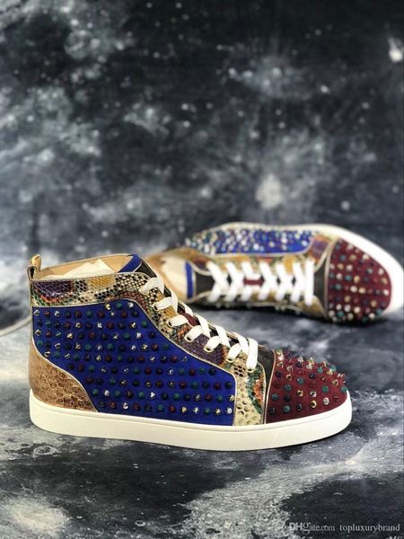 top design luxury обувь с красной подошвой кроссовок high cut сапог многоцветной шипованной louspiked мужской плоской обувью luxury шипастых, Black
top design luxury обувь с красной подошвой кроссовок high cut сапог многоцветной шипованной louspiked мужской плоской обувью luxury шипастых, Black