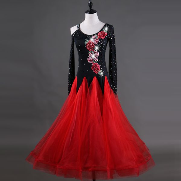 ballroom dance dresses long sleeve foxtrot embroidery white women stage waltz ballroom dress red black mq048, Black;red 
ballroom dance dresses long sleeve foxtrot embroidery white women stage waltz ballroom dress red black mq048, Black;red